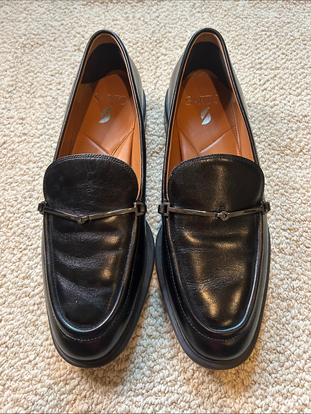 NEW Franco Sarto Women’s Black Leather Bit Loafers - Classic Dress Slip-Ons